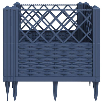 vidaXL Garden Planter with Pegs Blue Grey 43.5x43.5x43.5 cm PP