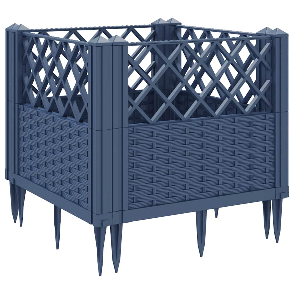 vidaXL Garden Planter with Pegs Blue Grey 43.5x43.5x43.5 cm PP
