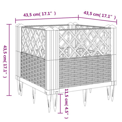 vidaXL Garden Planter with Pegs Blue Grey 43.5x43.5x43.5 cm PP