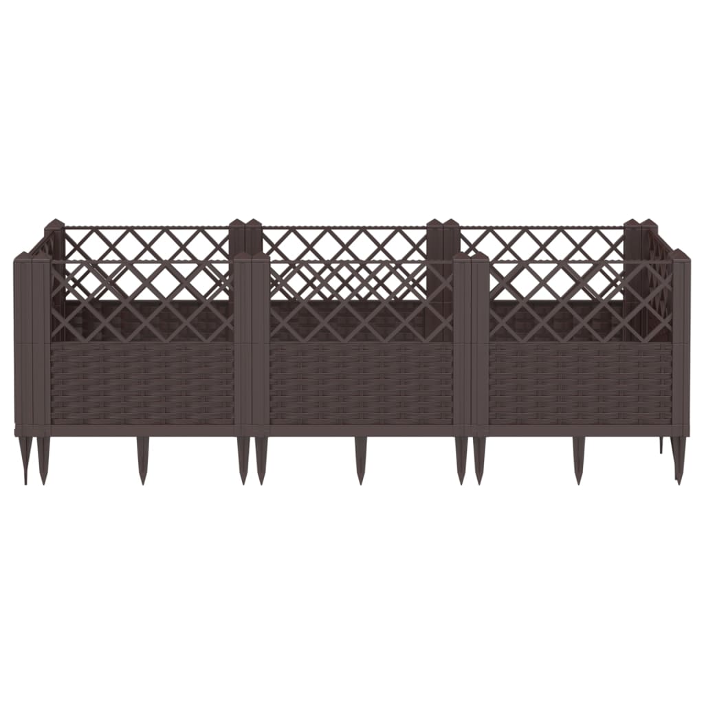 vidaXL Garden Planter with Pegs Brown 123.5x43.5x43.5 cm PP