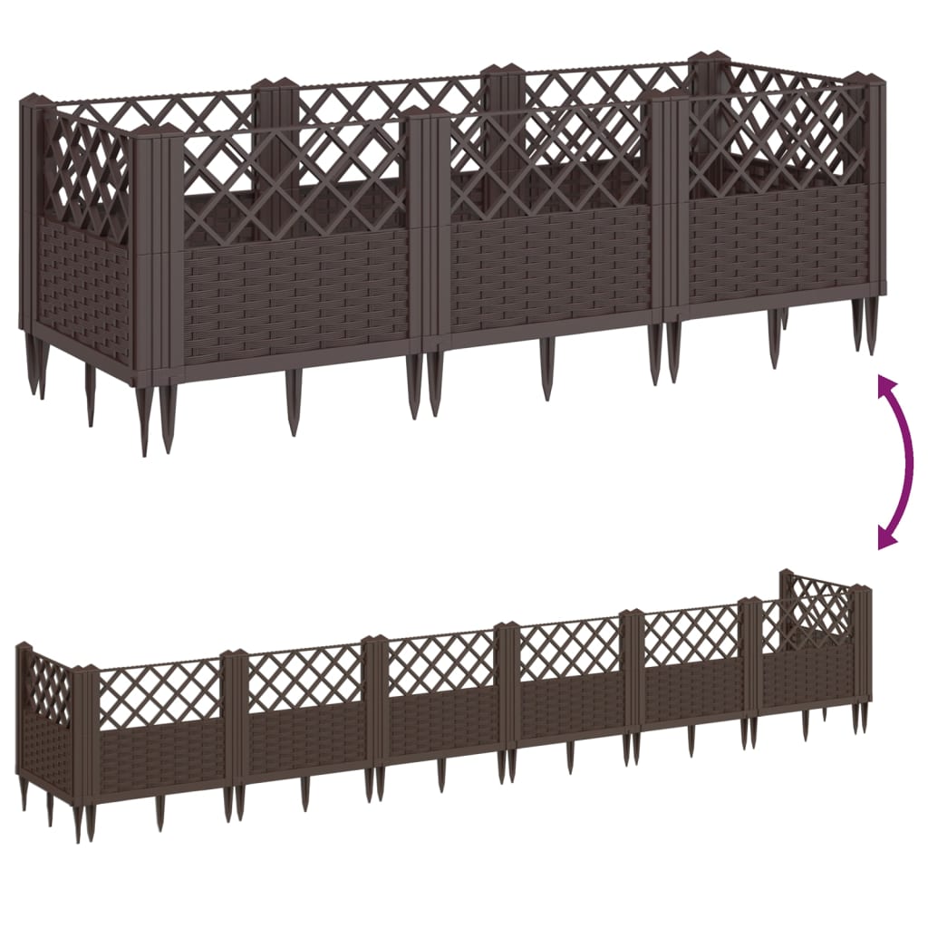 vidaXL Garden Planter with Pegs Brown 123.5x43.5x43.5 cm PP