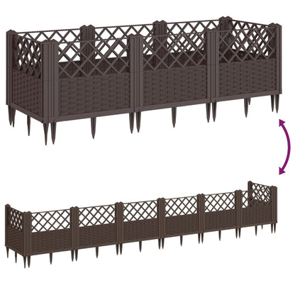 vidaXL Garden Planter with Pegs Brown 123.5x43.5x43.5 cm PP
