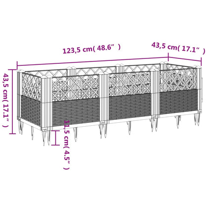 vidaXL Garden Planter | Black | PP (polypropylene) | 123.5x43.5x43.5 cm