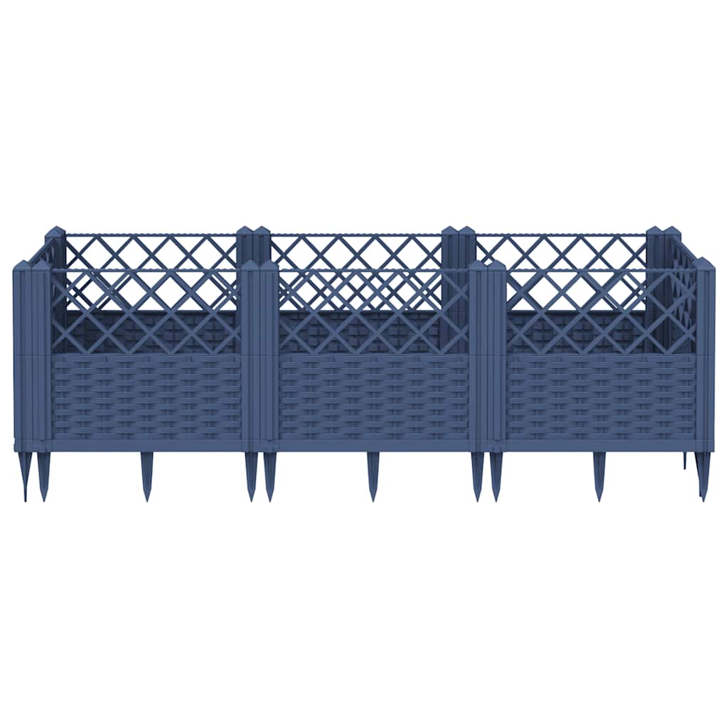 vidaXL Garden Planter with Pegs Blue Grey 123.5x43.5x43.5 cm PP