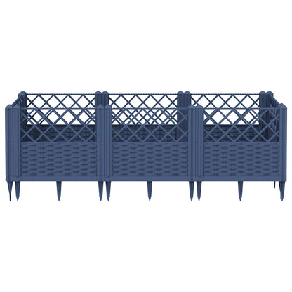 vidaXL Garden Planter with Pegs Blue Grey 123.5x43.5x43.5 cm PP