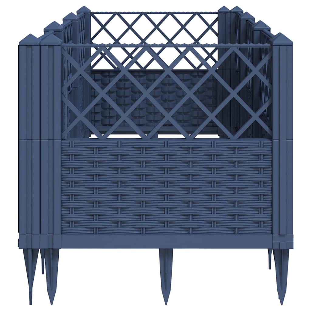 vidaXL Garden Planter with Pegs Blue Grey 123.5x43.5x43.5 cm PP