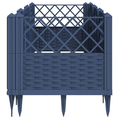 vidaXL Garden Planter with Pegs Blue Grey 123.5x43.5x43.5 cm PP