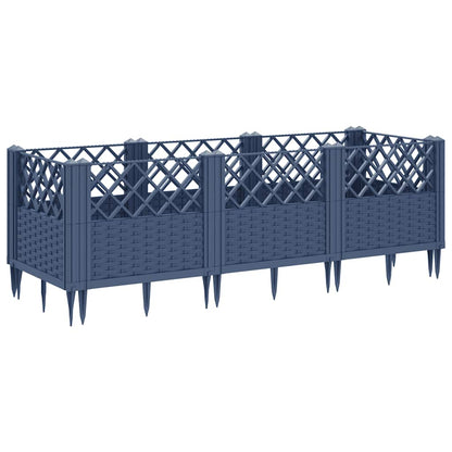 vidaXL Garden Planter with Pegs Blue Grey 123.5x43.5x43.5 cm PP