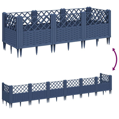 vidaXL Garden Planter with Pegs Blue Grey 123.5x43.5x43.5 cm PP