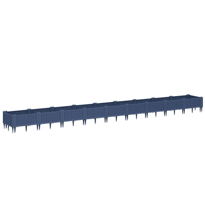 vidaXL Garden Planter with Pegs Blue Grey 362.5x42.5x28.5 cm PP