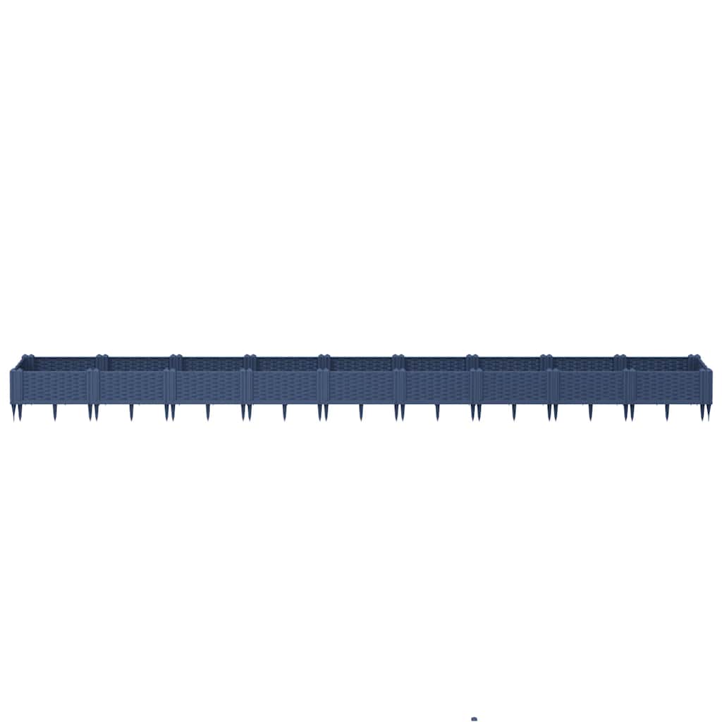 vidaXL Garden Planter with Pegs Blue Grey 362.5x42.5x28.5 cm PP