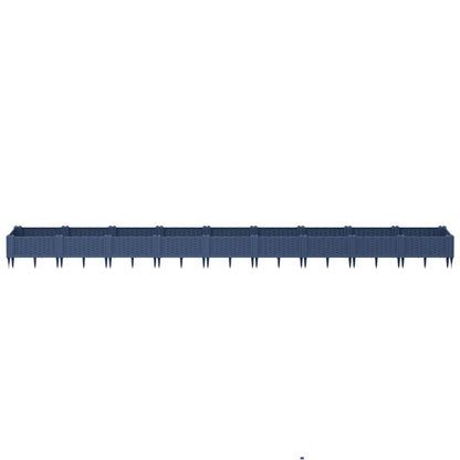 vidaXL Garden Planter with Pegs Blue Grey 362.5x42.5x28.5 cm PP