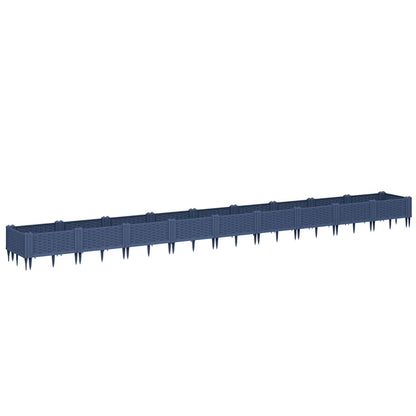 vidaXL Garden Planter with Pegs Blue Grey 362.5x42.5x28.5 cm PP