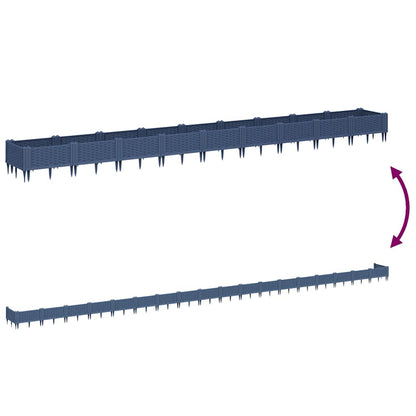 vidaXL Garden Planter with Pegs Blue Grey 362.5x42.5x28.5 cm PP