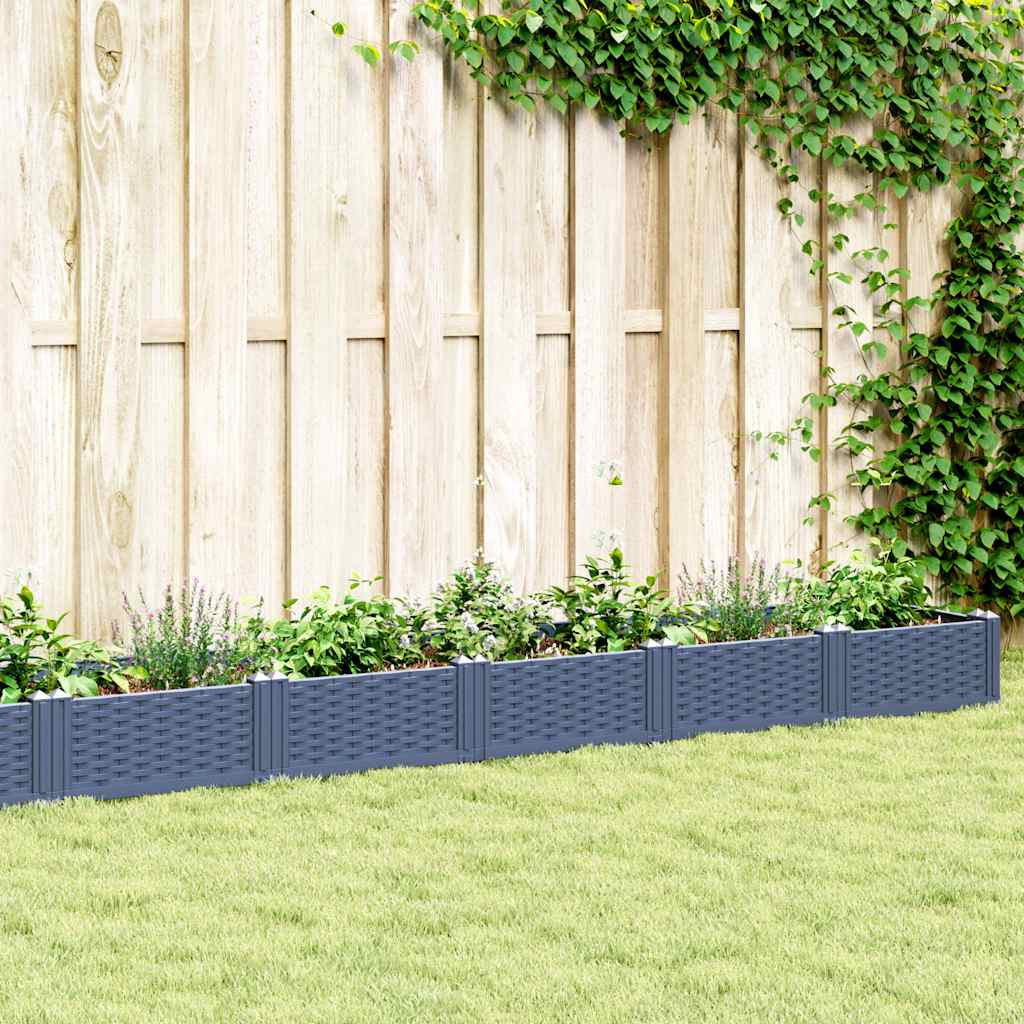 vidaXL Garden Planter with Pegs Blue Grey 362.5x42.5x28.5 cm PP