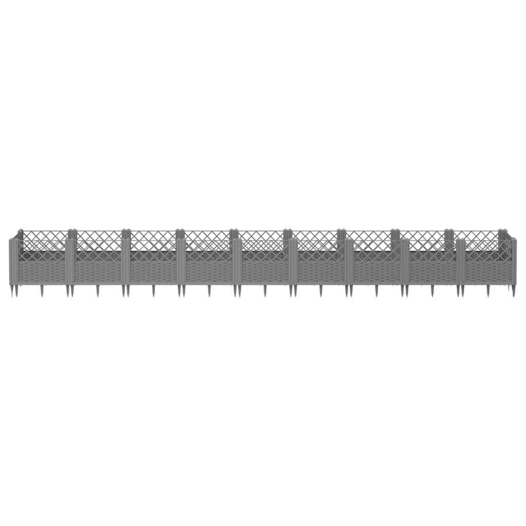 vidaXL Garden Planter with Pegs Light Grey 363.5x43.5x43.5 cm PP