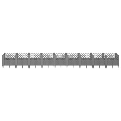 vidaXL Garden Planter with Pegs Light Grey 363.5x43.5x43.5 cm PP