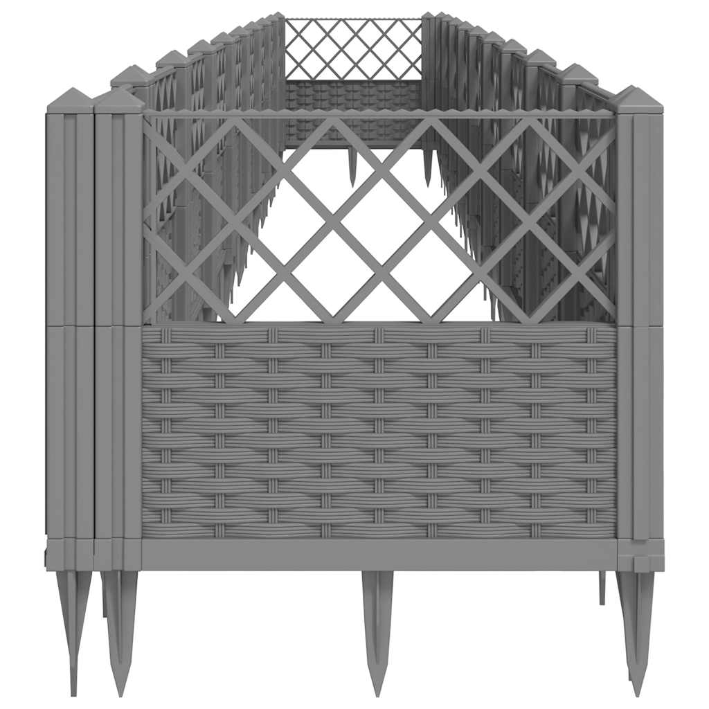 vidaXL Garden Planter with Pegs Light Grey 363.5x43.5x43.5 cm PP