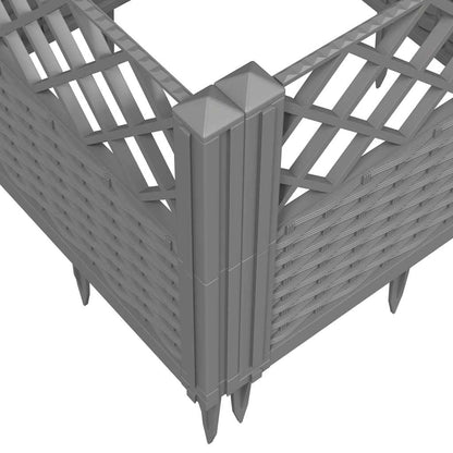 vidaXL Garden Planter with Pegs Light Grey 363.5x43.5x43.5 cm PP