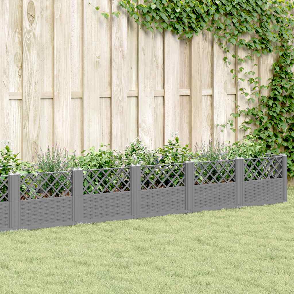 vidaXL Garden Planter with Pegs Light Grey 363.5x43.5x43.5 cm PP