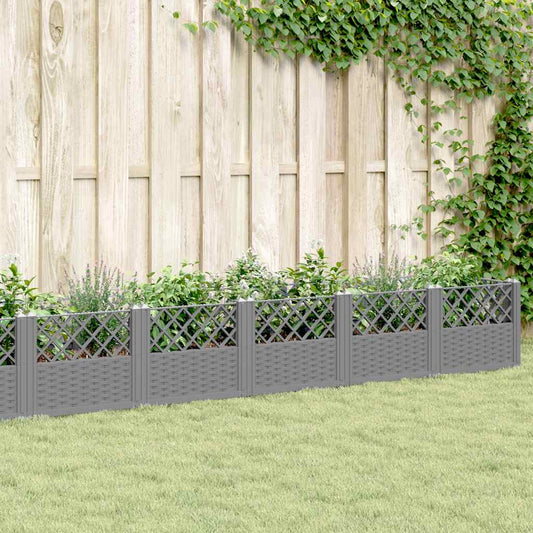 vidaXL Garden Planter with Pegs Light Grey 363.5x43.5x43.5 cm PP