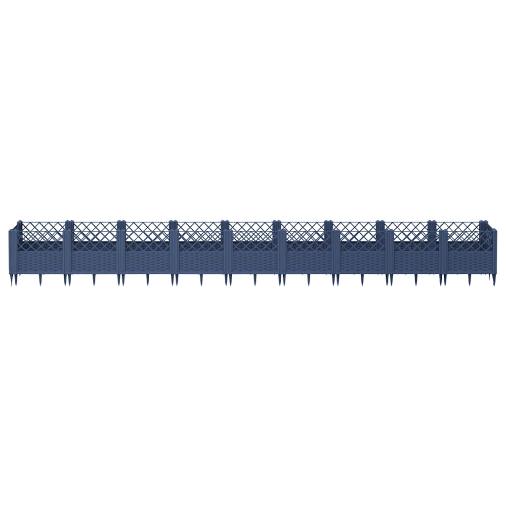 vidaXL Garden Planter with Pegs Blue Grey 363.5x43.5x43.5 cm PP