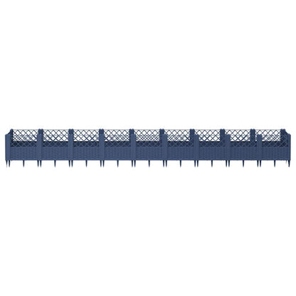 vidaXL Garden Planter with Pegs Blue Grey 363.5x43.5x43.5 cm PP