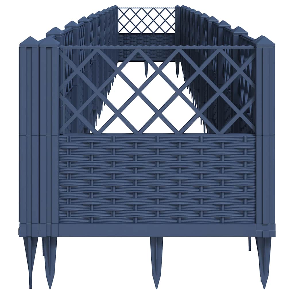 vidaXL Garden Planter with Pegs Blue Grey 363.5x43.5x43.5 cm PP