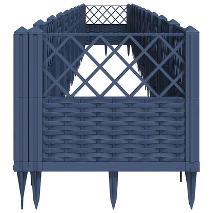 vidaXL Garden Planter with Pegs Blue Grey 363.5x43.5x43.5 cm PP