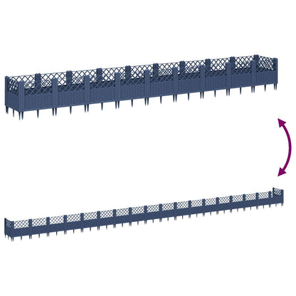 vidaXL Garden Planter with Pegs Blue Grey 363.5x43.5x43.5 cm PP