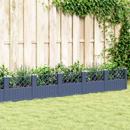vidaXL Garden Planter with Pegs Blue Grey 363.5x43.5x43.5 cm PP