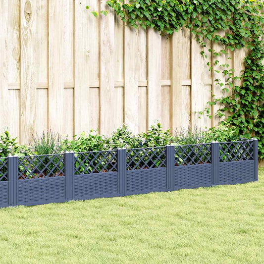 vidaXL Garden Planter with Pegs Blue Grey 363.5x43.5x43.5 cm PP