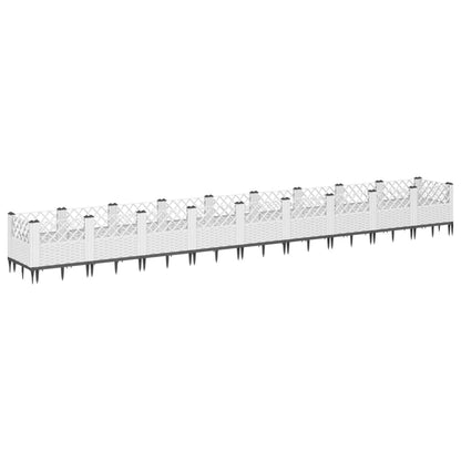 vidaXL Garden Planter with Pegs White 363.5x43.5x43.5 cm PP