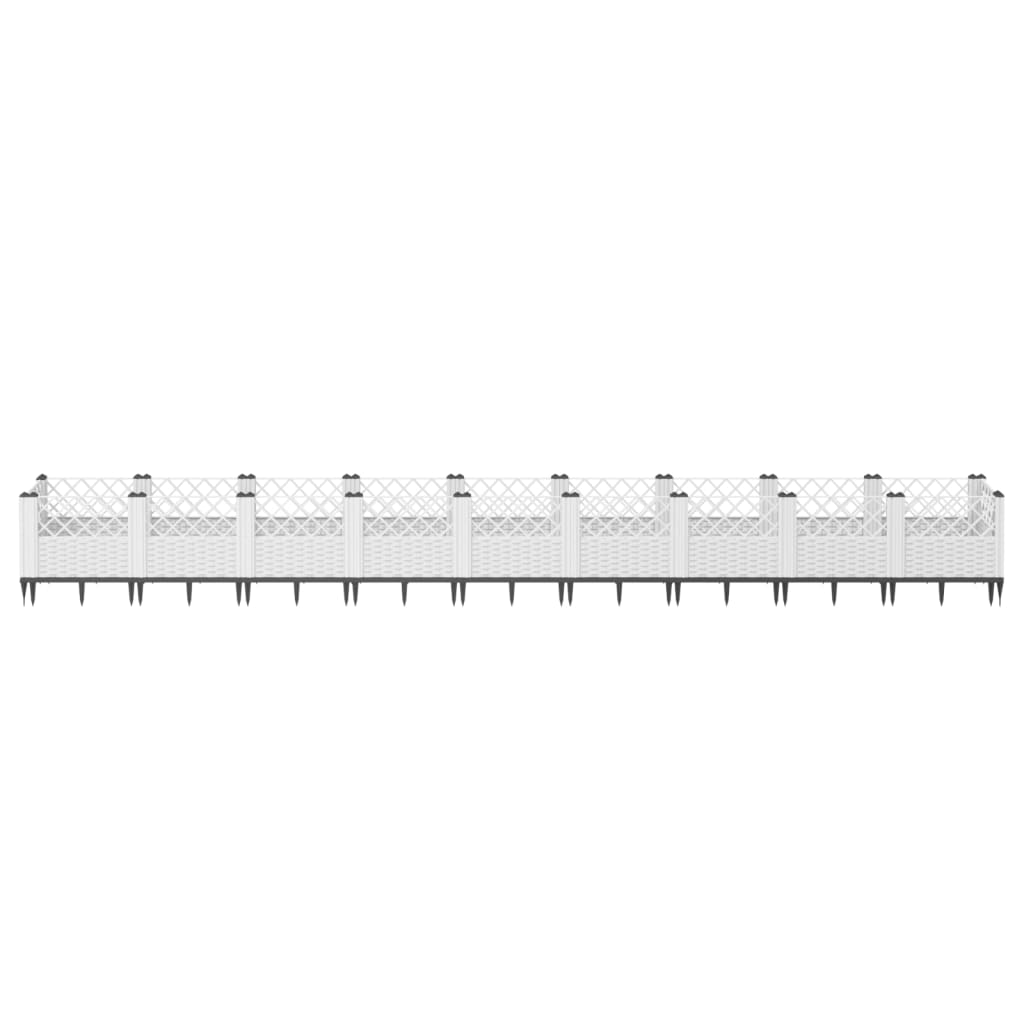 vidaXL Garden Planter with Pegs White 363.5x43.5x43.5 cm PP