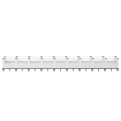 vidaXL Garden Planter with Pegs White 363.5x43.5x43.5 cm PP