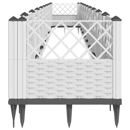 vidaXL Garden Planter with Pegs White 363.5x43.5x43.5 cm PP