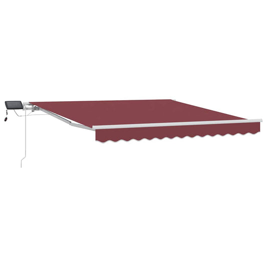 vidaXL Manual Retractable Awning with LED Burgundy 300x250 cm