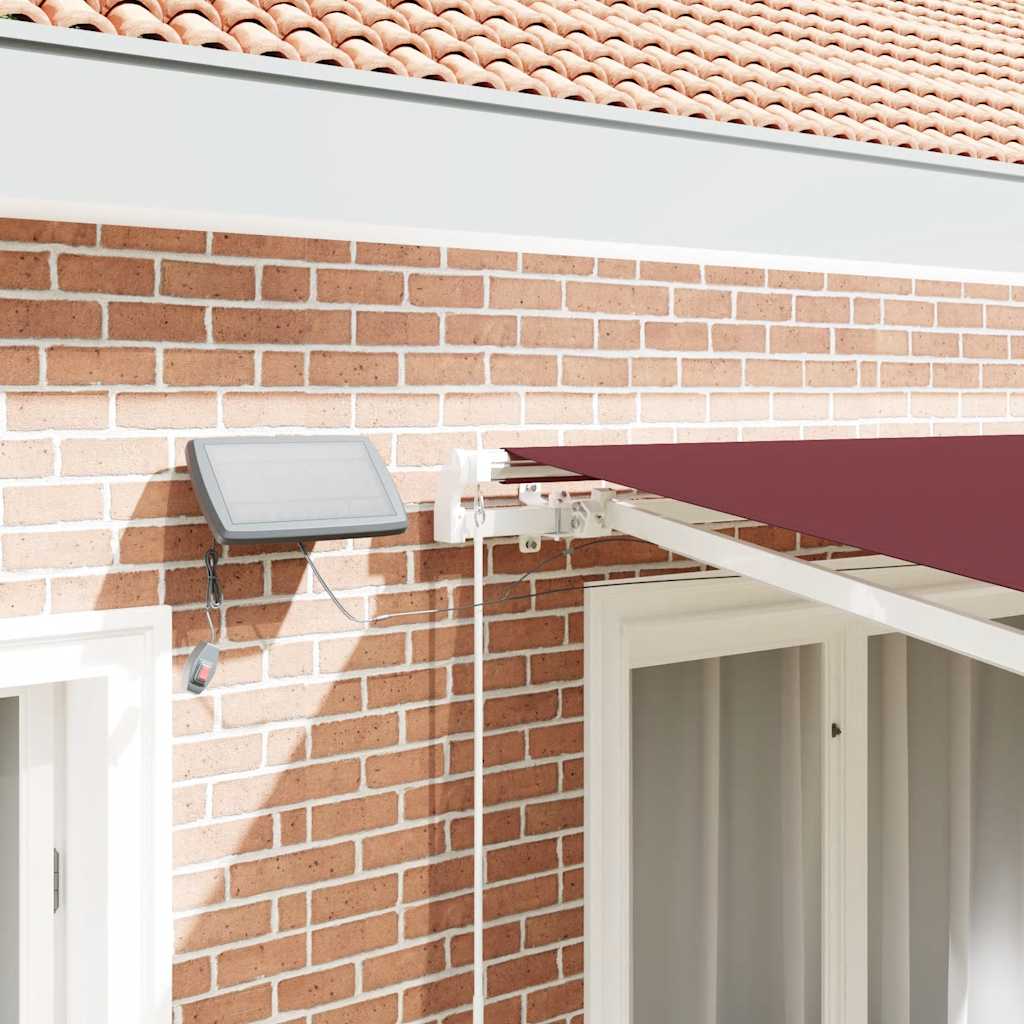 vidaXL Manual Retractable Awning with LED Burgundy 300x250 cm