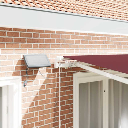 vidaXL Manual Retractable Awning with LED Burgundy 300x250 cm