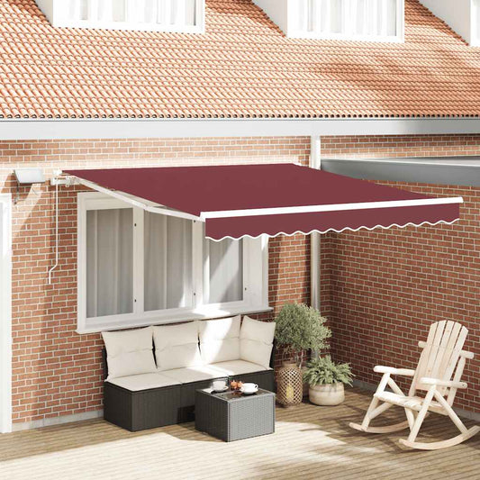 vidaXL Manual Retractable Awning with LED Burgundy 300x250 cm