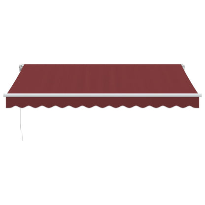 vidaXL Manual Retractable Awning with LED Burgundy 350x250 cm