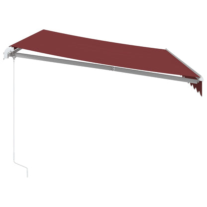 vidaXL Manual Retractable Awning with LED Burgundy 350x250 cm