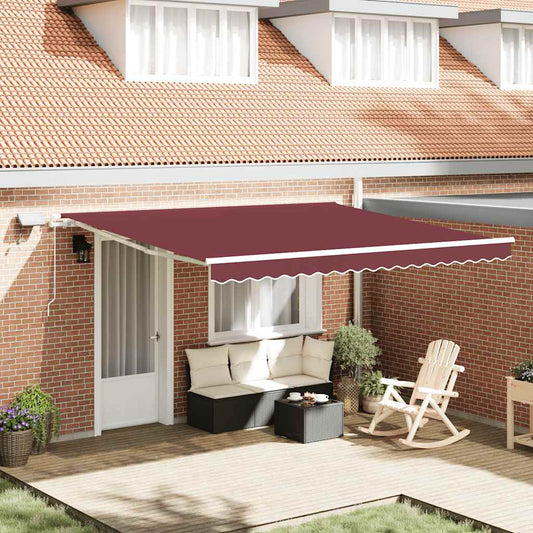 vidaXL Retractable Awning Burgundy 400 x 300 cm Fabric and Aluminium