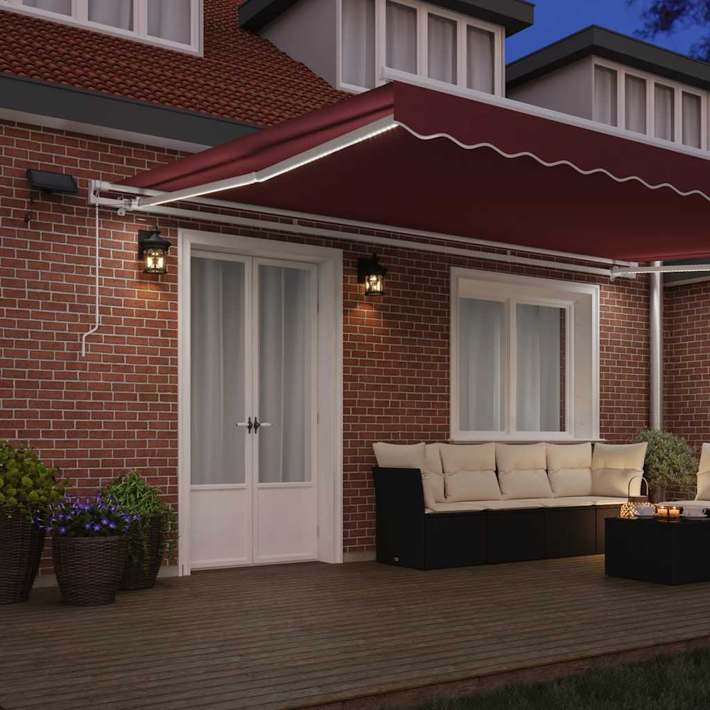 vidaXL Retractable Awning | Burgundy | Powder-coated aluminium | Large