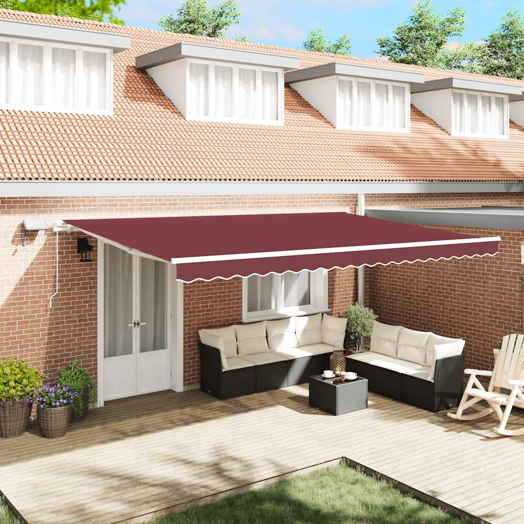 vidaXL Retractable Awning | Burgundy | Powder-coated aluminium | Large
