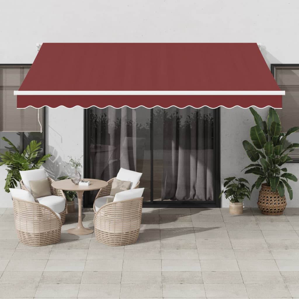 vidaXL Manual Retractable Awning Burgundy 400x350 cm