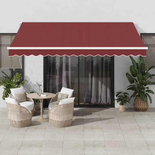 vidaXL Manual Retractable Awning Burgundy 400x350 cm