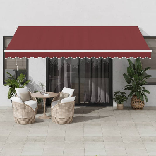 vidaXL Retractable Awning | Burgundy, White