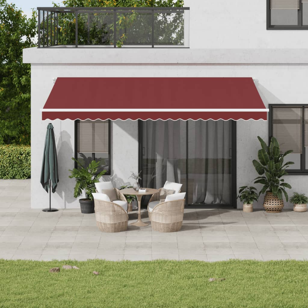 vidaXL Manual Retractable Awning Burgundy 500x350 cm