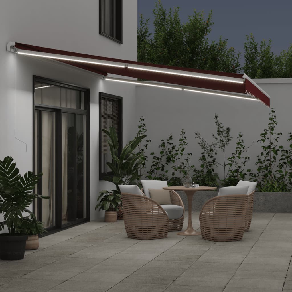 vidaXL Retractable Awning | Burgundy, White